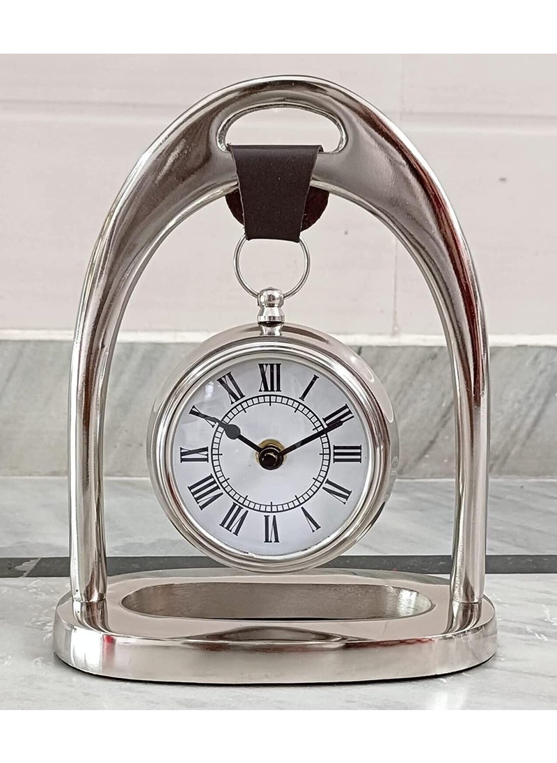 LINE WOOD Handmade Personalized Nautical Style Table Clock Desk Clock Watch Nickel Finish Table Clock Home Office Studio Living Room Decor Decoration Christmas Gift 8 inch Silver