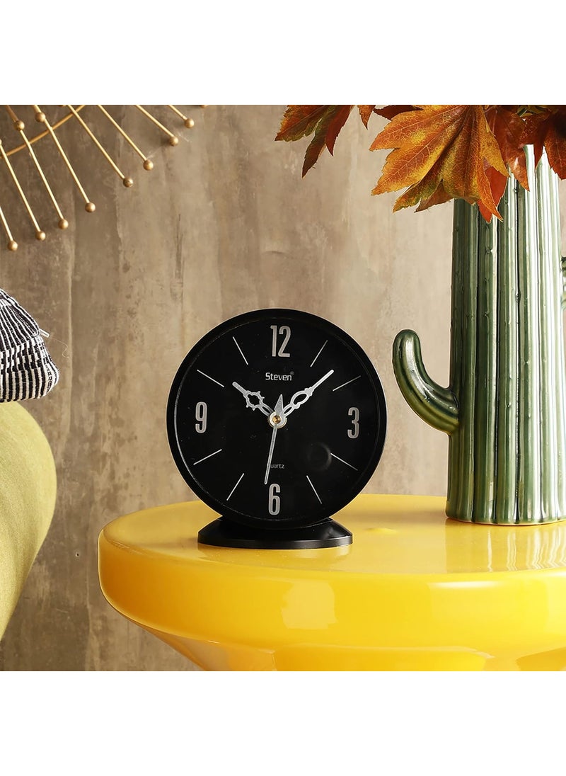 Ximdeco Black Round Mini Analog Table Clock