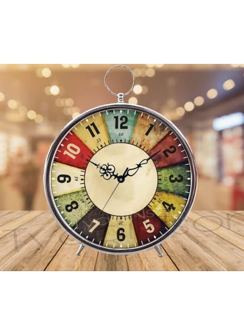 LINE WOOD Handmade Table Top Clock Desk Clock Nautical Style Roman Number Beautiful Table Clock Hanging Table Clock Home Office Bed Room Studio Decoration 6 inch White