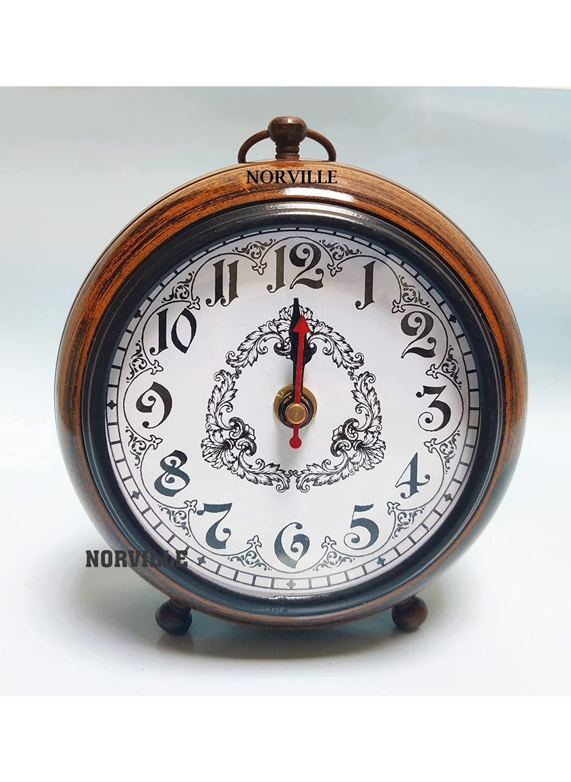 NORVILLE Wooden Table Clock for Home Decor Office Desk Watch Study Table Showpeice Decorative Gift Item