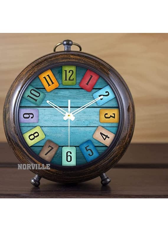NORVILLE Wooden Table Desk Shelf Clock Wooden Watch for Study Table Home Office Gift Item
