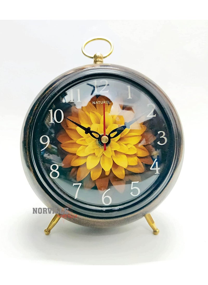 NORVILLE Wooden Table Clock Shelf Watch for Office Desk Home Decor Study Table Showpeice Decorative Gift Item