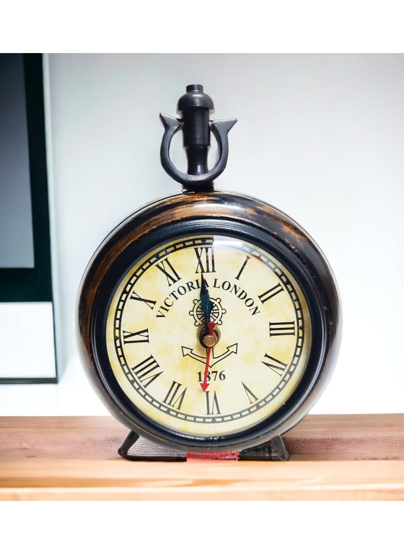 NORVILLE Wood Table Clock Battery Operated Analog Desk Shelf Clock for Bedroom Table top Decor