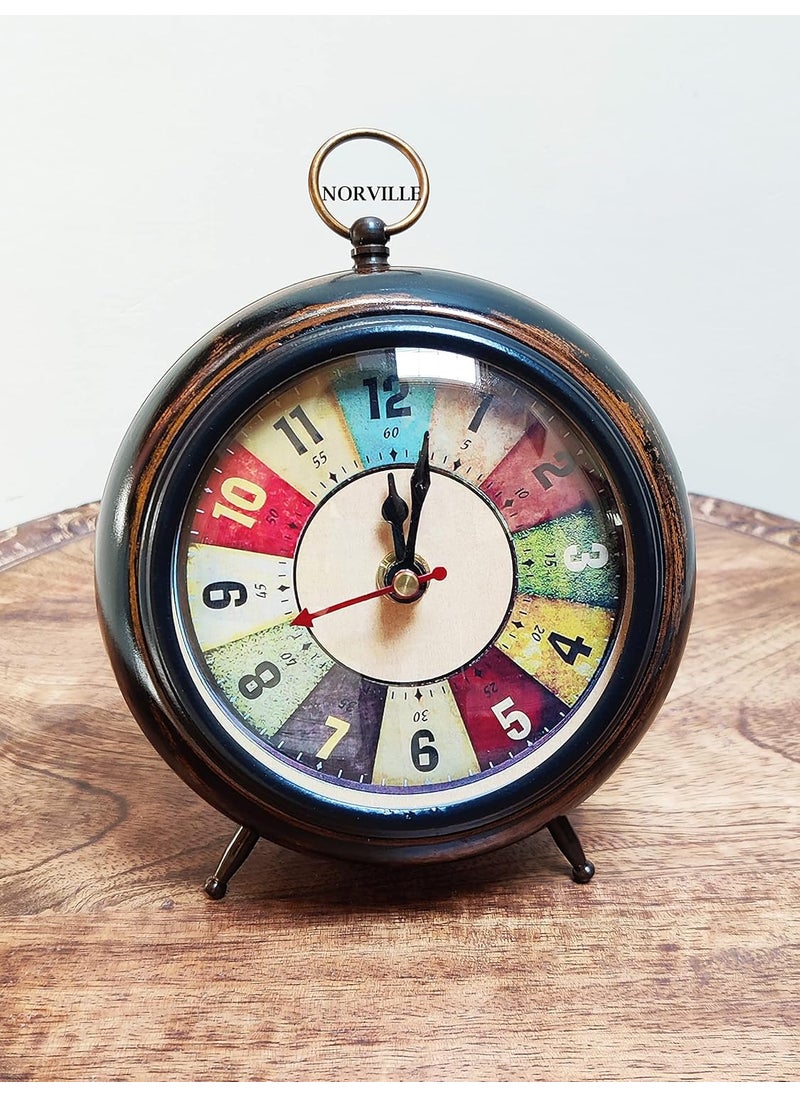 NORVILLE Table Clock Antique Style Wooden for Home Study Table Office Desk Livingroom Wedding Gift