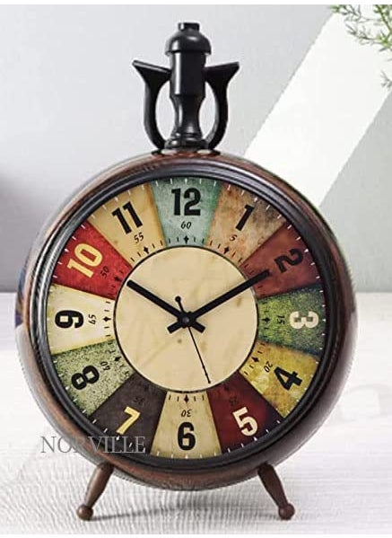 NORVILLE Table Clock Wooden Desk Shlef Clock for Office Table Home Decoration and Gift Size 6 Inch Brown