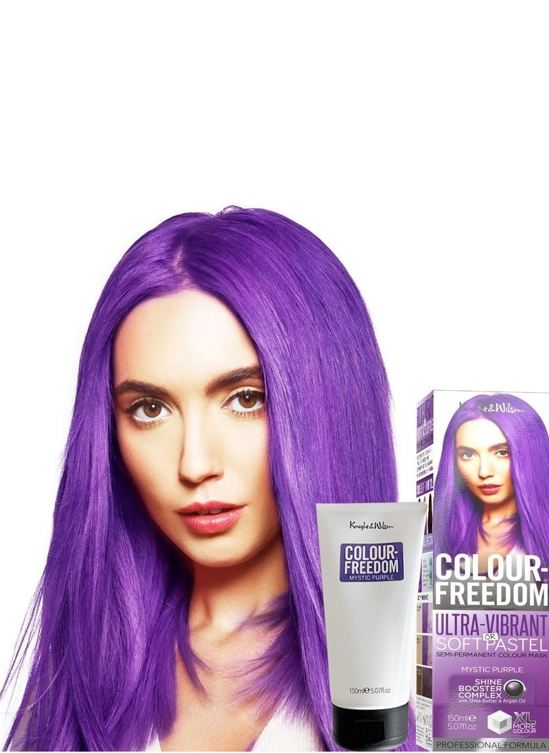 Freedom 150ml Mystic Purple Semi Permanent Hair Colour Ultra Vibrant Vegan Friendly Colour Mask with Shine Booster Complex  Ammonia Free Colour Lasts Up To 6-10 Washes