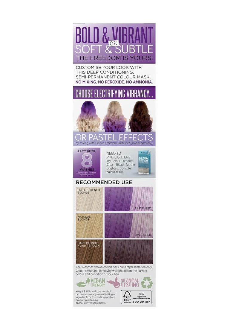 Freedom 150ml Mystic Purple Semi Permanent Hair Colour Ultra Vibrant Vegan Friendly Colour Mask with Shine Booster Complex  Ammonia Free Colour Lasts Up To 6-10 Washes