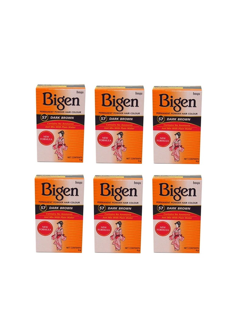 Bigen Powder Hair Color 57 Dark Brown 021 oz Pack of 6