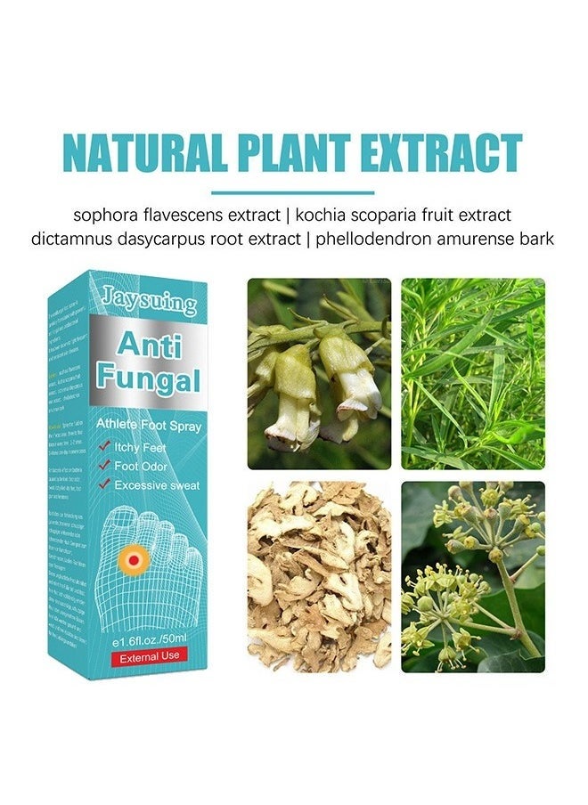 Anti Fungal Athletes Foot Spray- Prevent Athlete's Foot,Smelly Feet,Relieve Itching of Feet, Sweating, Peeling And Blisters, Natural Ingredients Foot Fungi Spray For Tinea Pedis 50ML