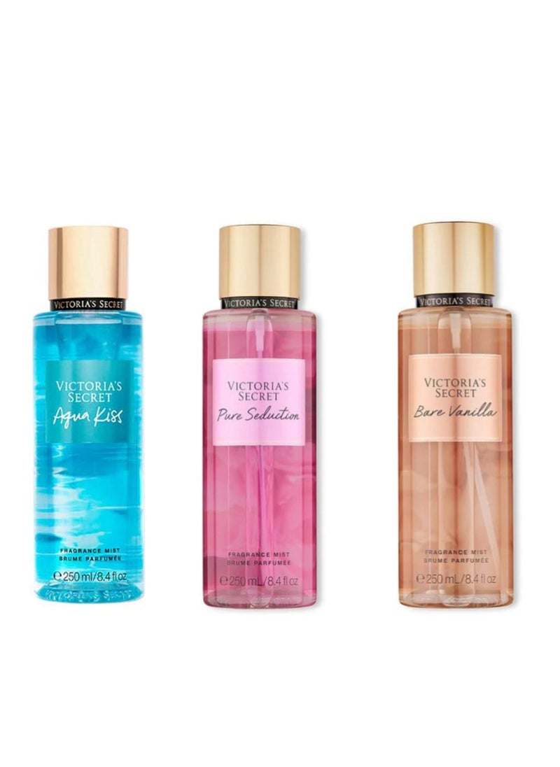 Pack Of Three Bare vanilla & Aqua kiss And Pure seduction 750ml