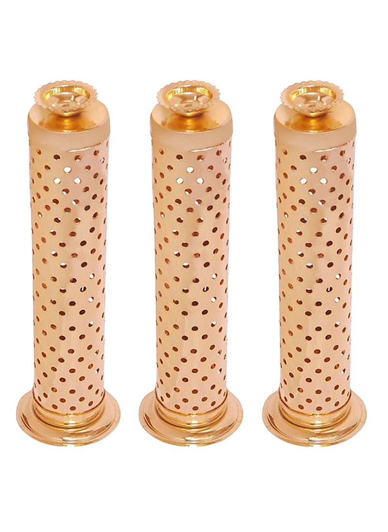 Mini House Stainless Steel Agarbatti Stand with Ash Catcher Dhoop Stand Holder Incense Stick Holder for Pooja Home Office Temple Made in India Pack of 3 Copper