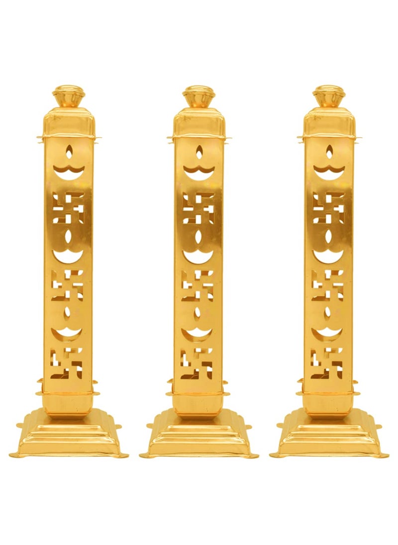 SWAURSAHA Stainless Steel Incense Stick Holder with Ash Catcher Ideal for Home Office Temple Use Agarbatti Stand Incense Stick Holder Handcrafted in India Set of 3 Gold