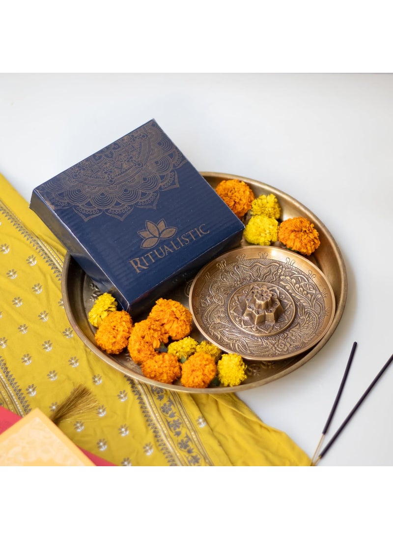RITUALISTIC Oriental Incense Holder Incense Burner Pooja Items Loban Dani Holder Brass Dhoop Batti Stand Dhoop Dani Burner for Home Office Temple