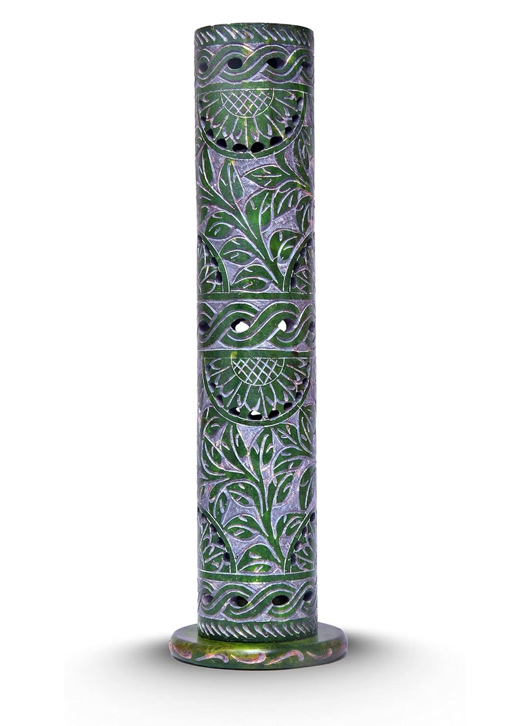 IYBHandcrafted Soapstone Marble Leaf Design Incense Holder Diffuser Agarbatti Stand Free 6 Incense Sticks GreenColor