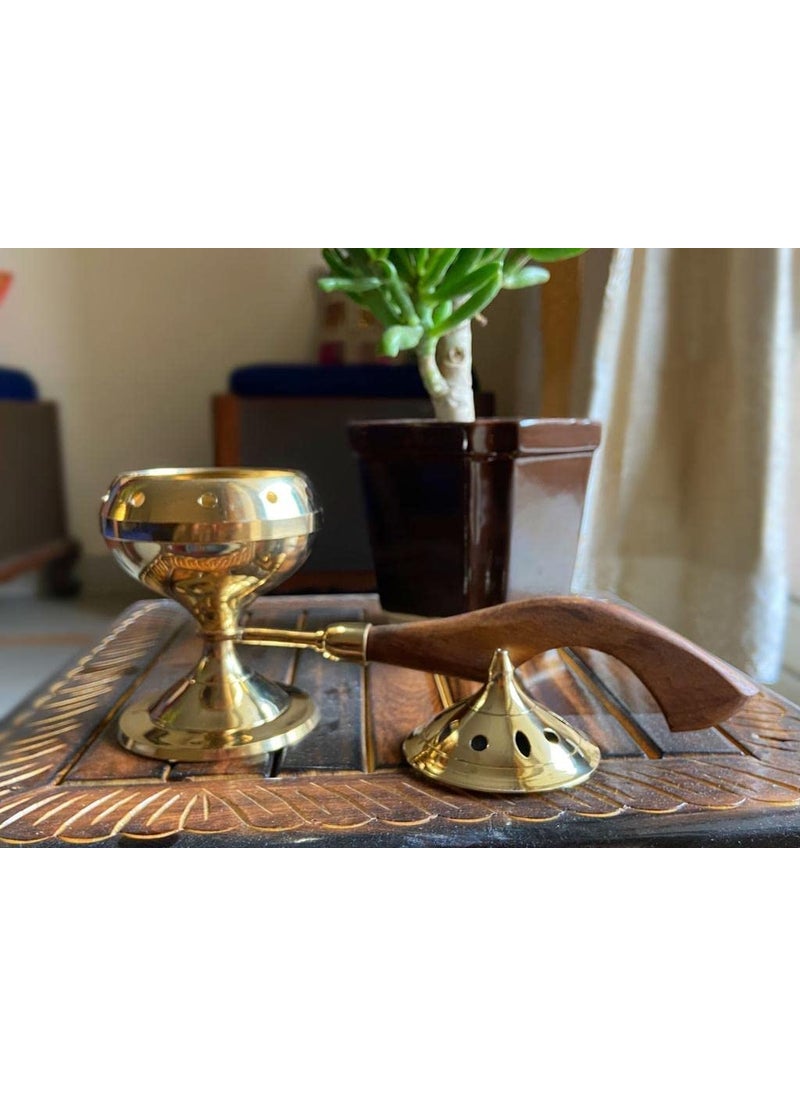 ServDharm Brass Dhoop Dani Incense Burner Loban Dani Aarti Brass Loban Dhoop DaniDhoop Dani Burner for Home Office Temple PujaRound 155 Cms Height