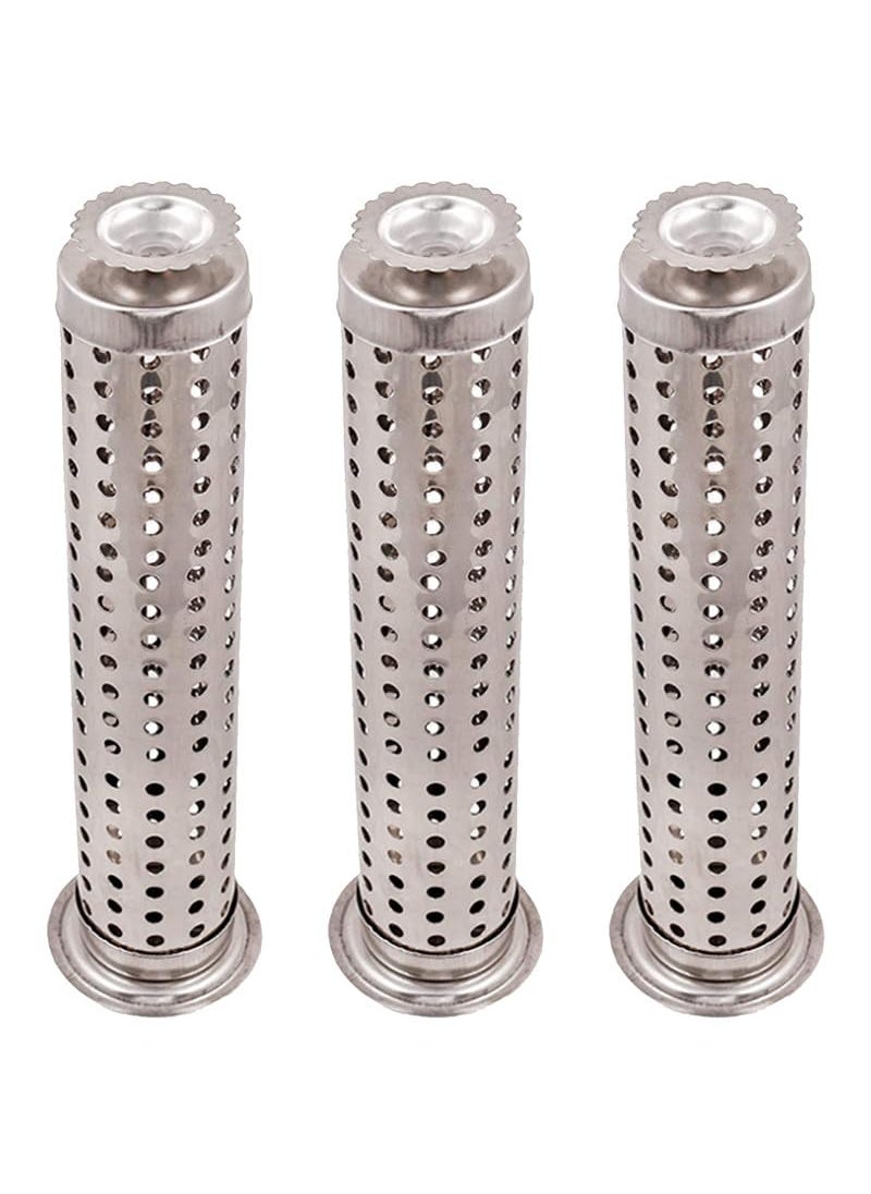 Mini House Stainless Steel Agarbatti Stand with Ash Catcher Dhoop Stand Holder Incense Stick Holder for Pooja Home Office Temple Made in India Pack of 3 Silver