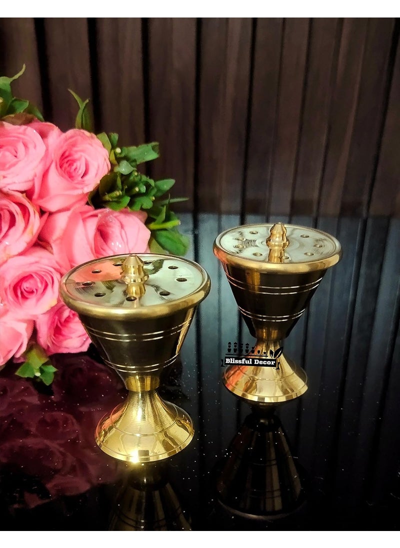 blissful decor Brass Agarbatti Stand for Puja Room Bedroom Balcony Decoration Incense Stick damru Shape with 9 Incense Holder Housewarming Pooja Stand for Home Dcor Diwali Pack of 2