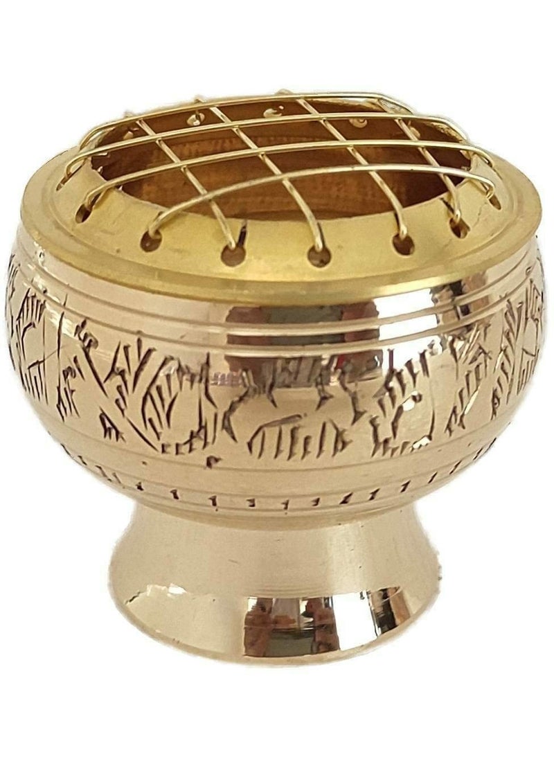 Dokchan Golden Handcrafted Charcoal Incense Burner Sambrani Dhoop 30Ml Capacity Dhoop Dani Holder