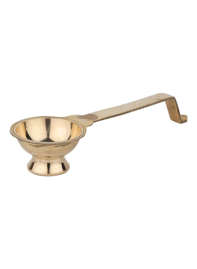 Brass Traditional Golden Color Kapoor aarti with Handle Camphor dhoop Burner for Home Office Temple Pooja Size 3 115 Inch Pack of 1
