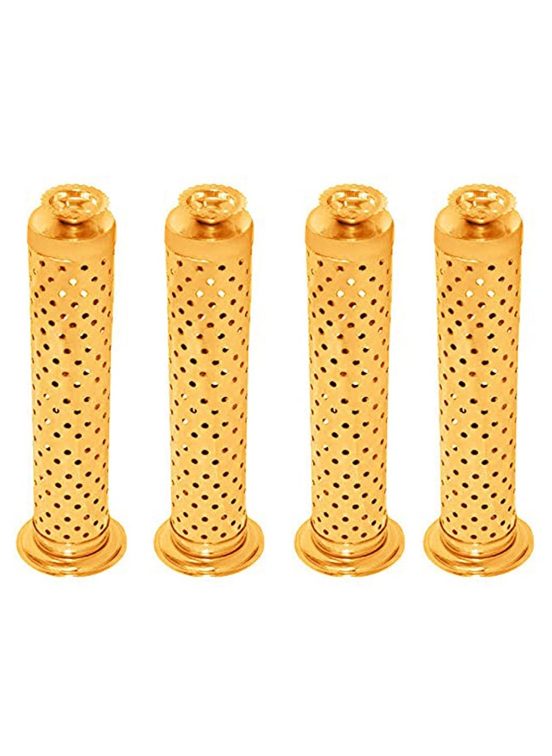 Mini House Stainless Steel Incense Stick Holder with Ash Catcher Dhoop Holder Ideal for Home Temple Office Agarbatti Stand Incense Stick Holder Handcrafted in India Set of 4 Gold