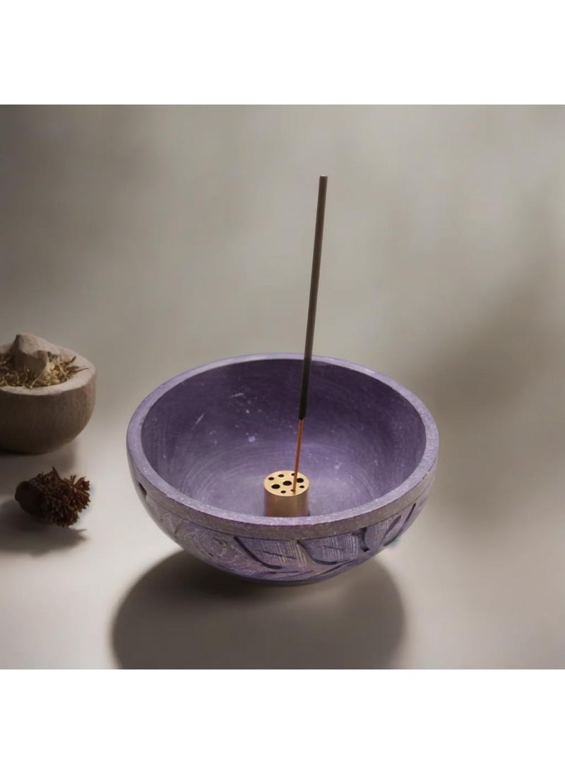 KC KULLICRAFT Natural Marble Incense Holder Agarbatti Stand Incense Burner with 9 Incense Holes Brass Stand Suitable for Most Incense Type Smudge Bowl Palo Santo Holder Incense Ash Catcher