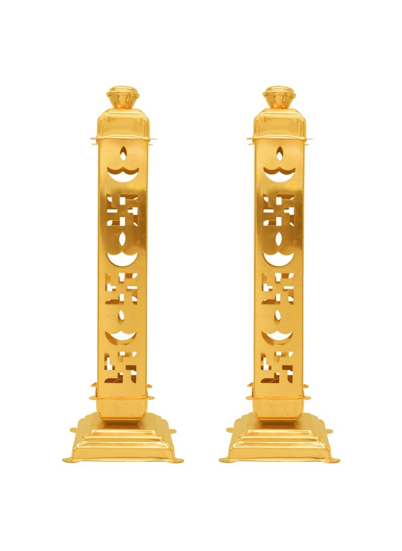 Mini House Stainless Steel Agarbatti Incense Stick Stand Holder for Home Office Temple Made in India Set of 2 Gold