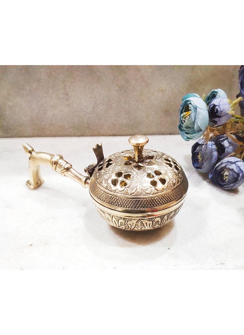 blissful decor Home Purifying Brass Dhuna Loban Burner Dhooni Dhoop Dhuni Loban DaanLoban Burner Bakhoor BurnerDhoop Dhuni Sambrani Dhoop for Temple and Home Decor Small
