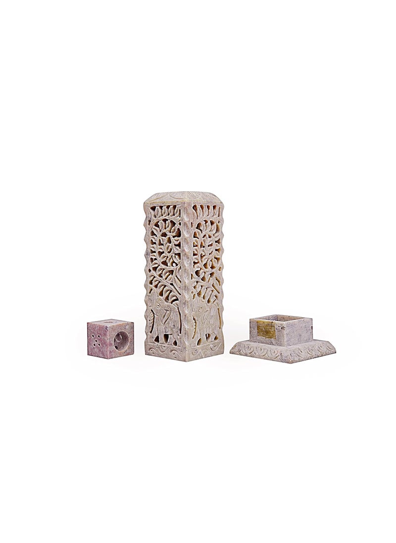 IYBHandcrafted Elephant Carving Soapstone Marble Incense Agarbati Stand Holder for Puja