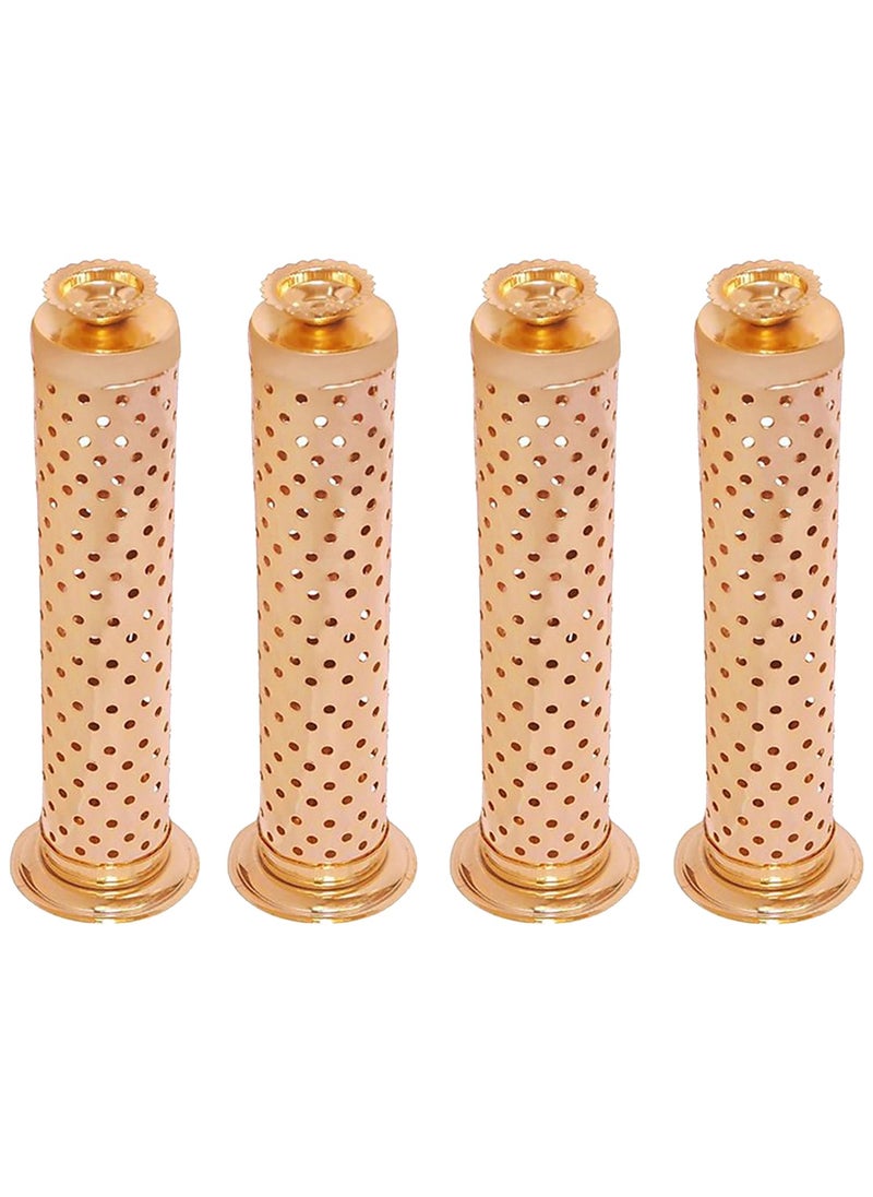 Mini House Stainless Steel Incense Stick Holder with Ash Catcher Dhoop Holder Ideal for Home Temple Office Agarbatti Stand Incense Stick Holder Handcrafted in India Set of 4 Copper