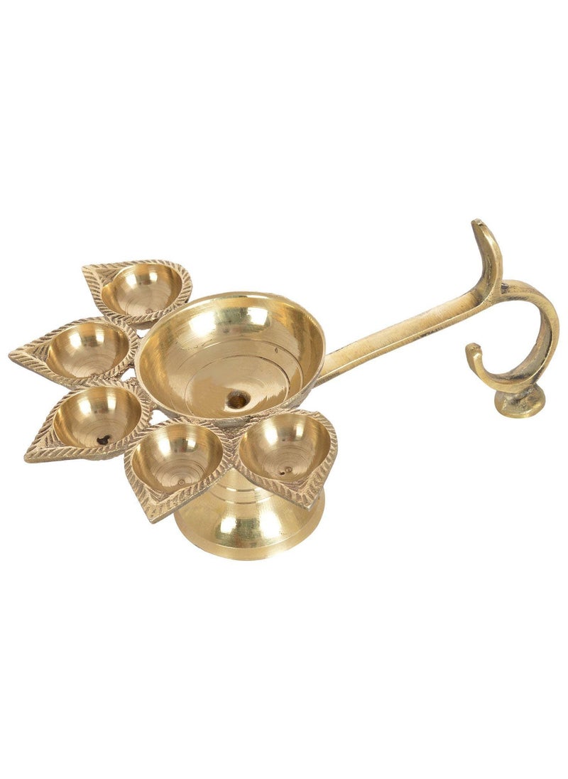 Brass Aarti Deepam Panch Diya Hindu Puja Accessories Golden 25 Grams Pack of 1 Size 1