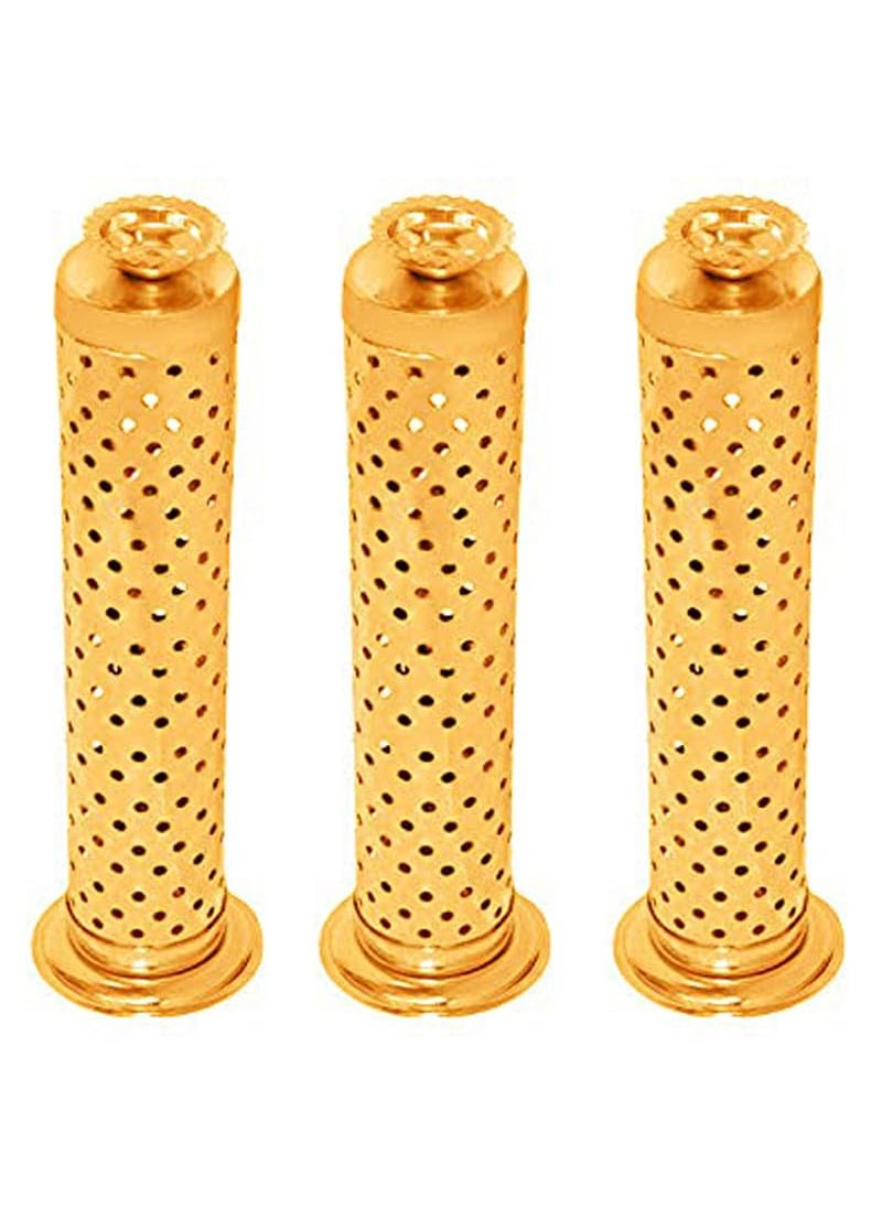 Mini House Stainless Steel Agarbatti Stand with Ash Catcher Dhoop Stand Holder Incense Stick Holder for Pooja Home Office Temple Made in India Pack of 3 Gold