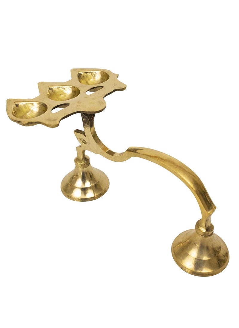 Spillbox KapoorKarpoor Panch Aarti Diya 3 Face Jyoti Diya Stand Burner Brass Karpuram Arati Stand for Dhoop Puja Camphor Dani Holder for Mandir Home Office Decoration 3 Face Karpoor
