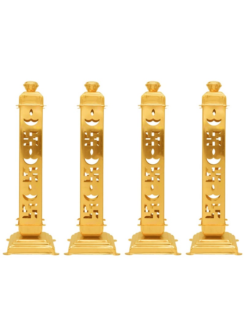 SWAURSAHA Stainless Steel Incense Stick Holder with Ash Catcher Ideal for Home Office Temple Use Agarbatti Stand Incense Stick Holder Handcrafted in India Set of 4 Gold