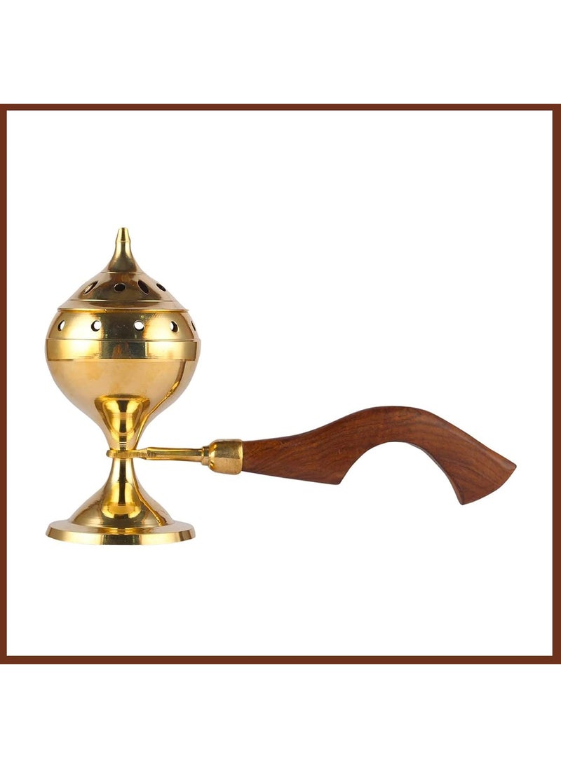 KBV Brass Dhoop Dani with Wooden Handle Sambrani Dhoop Dani Dhup Dani Camphor Burner Loban Burner Bakhoor Dani