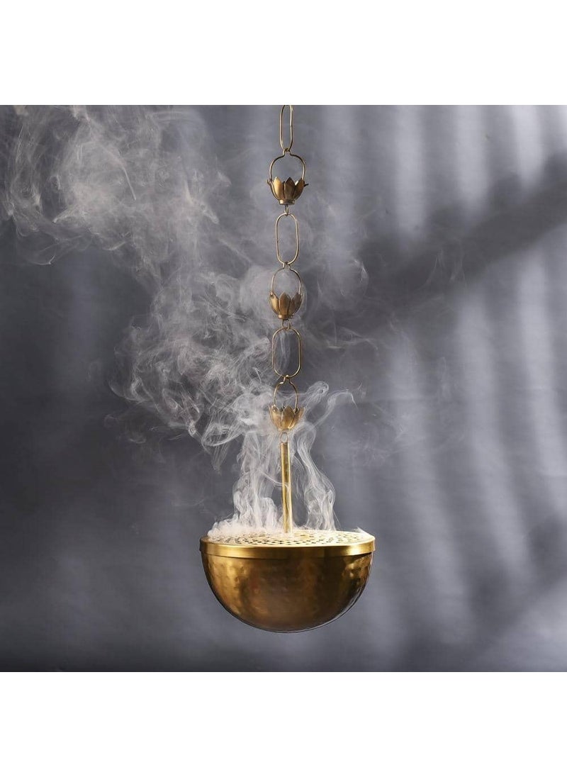 RITUALISTIC Home Purifying Brass Hanging Loban Gold Dhoop Holder and Candle Light Incense Burner Dhoop Dani Pooja Items Dhoop Batti Stand Sambrani Holder Pooja Room Decor