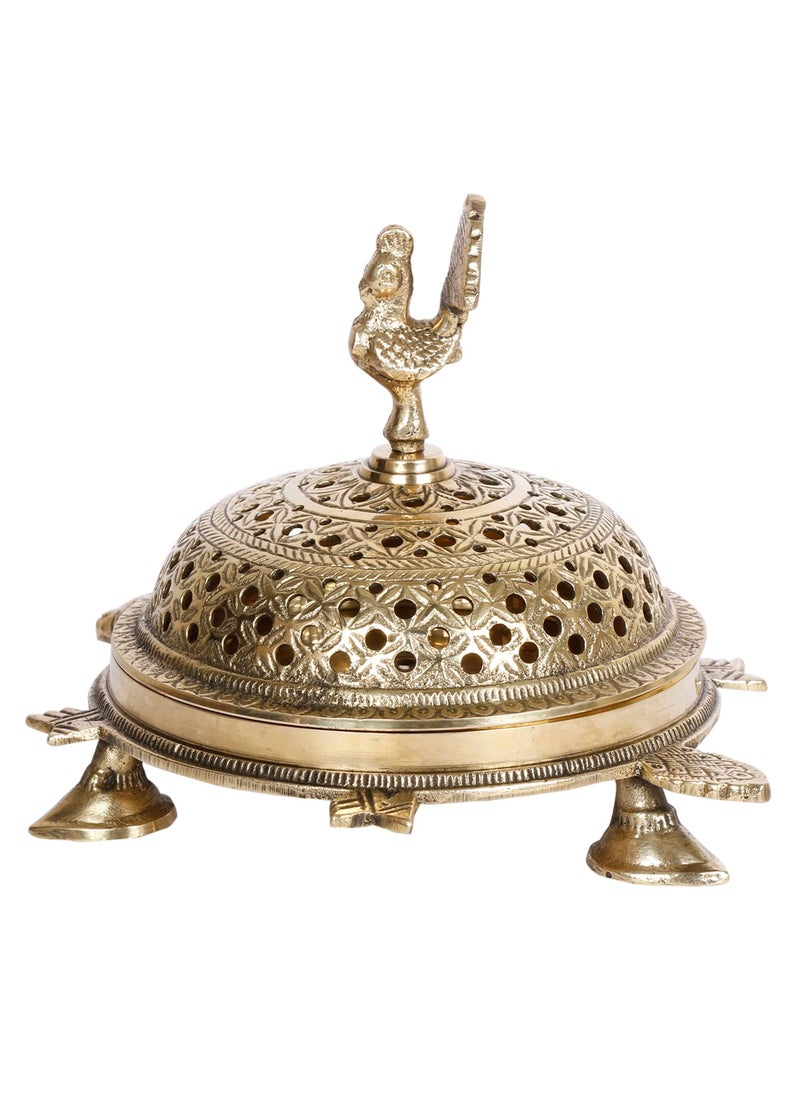 Artvarko Brass Tortoise Peacock Incense Burner Loban Dani Holder Brass Dhoop Dani Aarti Brass Loban dhoop DaniDhoop Dani Burner for Home Office Temple God Puja 65x5x45 Inches
