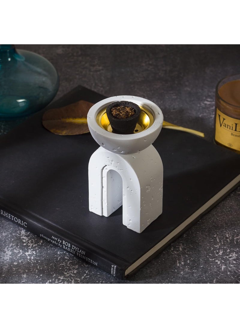 The Decor Wick Resin Table loban Burner dhoop dani Dhuni Bakhoor Incense Holder for hawan Cup Loban Modern Design for Aromatic Rituals for Home Office Yoga Aroma therepary Temple Puja White