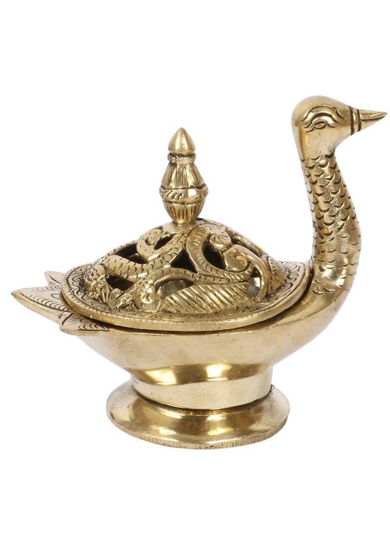 Brass Duck Shape Dhoop Dani Can be Used as Incense Kapoor Loban Burner Gold Color Height 5 Inch 6500 gm