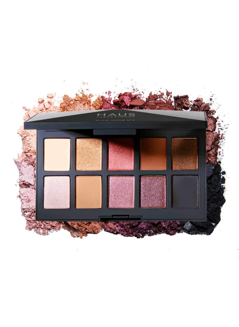 HAUS LABORATORIES By Lady Gaga: GLAM ROOM PALETTE NO. 1: FAME | 10-Shade Eyeshadow Palette, Blendable & Buildable Eye Makeup with Pigmented Matte, Metallic, Shimmer, and Sparkle Finishes
