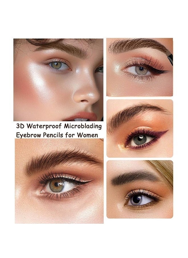 Liquid Eyebrow Pen-Upgrade Waterproof Brow Pencil with Micro-Fork Tip,3D Magic Eyebrow Pencil 4-Head Split Waterproof Long-lasting Eyebrow Pencil (#02 Brown)
