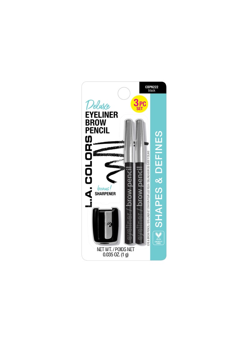 L.A. COLORS Eyeliner/Brow Pencils w/Sharpener (carded), Black CBPN222A