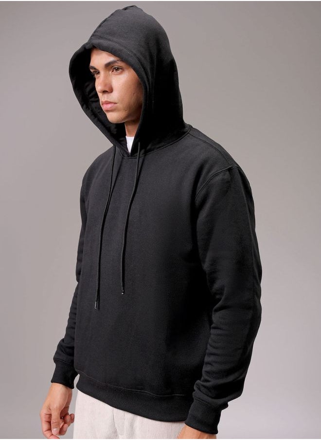 Men Regular Fit Solid Overhead Hooded Sweatshirt