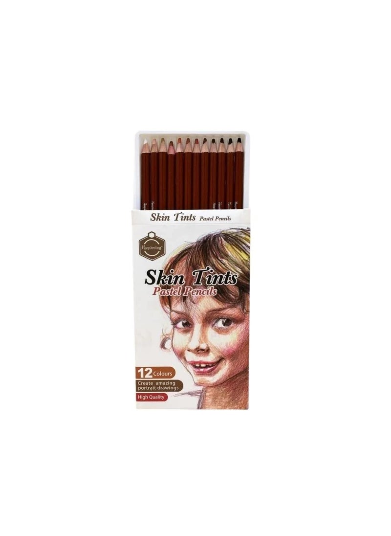 53ARTS Skin Tints Pastel Pencils Skin Tints Color Pencils 12 Pieces