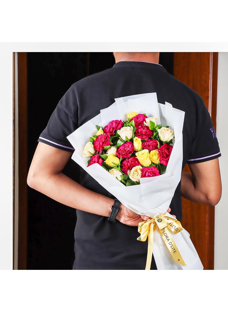 Flora Dlite Blushing Harmony Flower Bouquet Gifts for Women Gifts for Men Soft Pink and White Flowers in Harmony