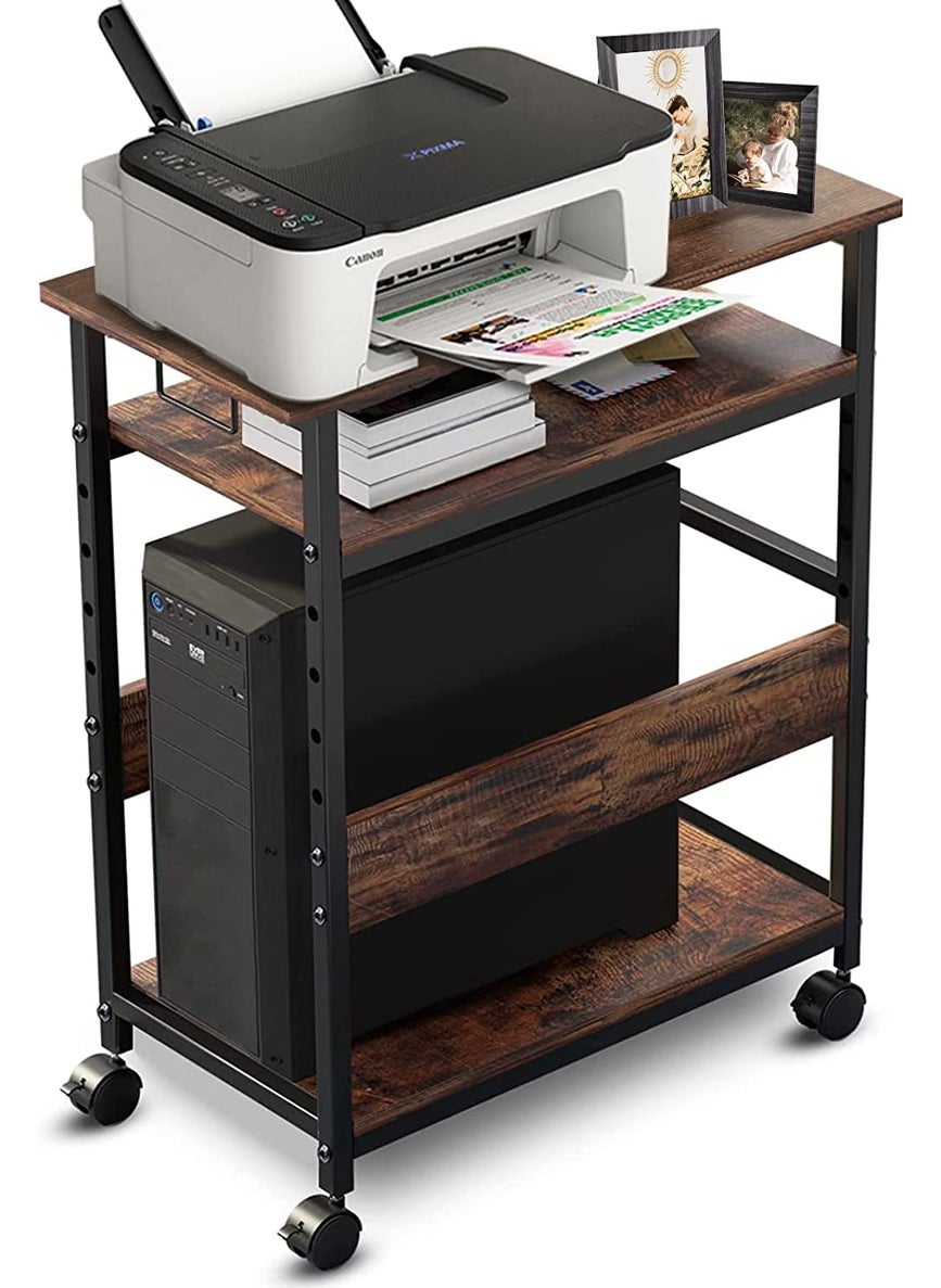INDIAN DECOR 65205 Computer Tower Stand with Shelf Adjustable PC Tower Stand Computer Floor Stand CPU Stand Movable PC Cart Computer Tower Floor Stand PC Stand for Under Desk Serving Cart