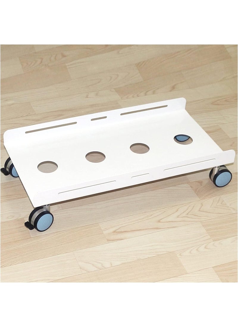 INDIDECOR 567832 Computer Tower Stand Large Mobile Stand for Host Chariot for Support CPU Stand Lockable Wheels Suitable for Most PCs XL Size White