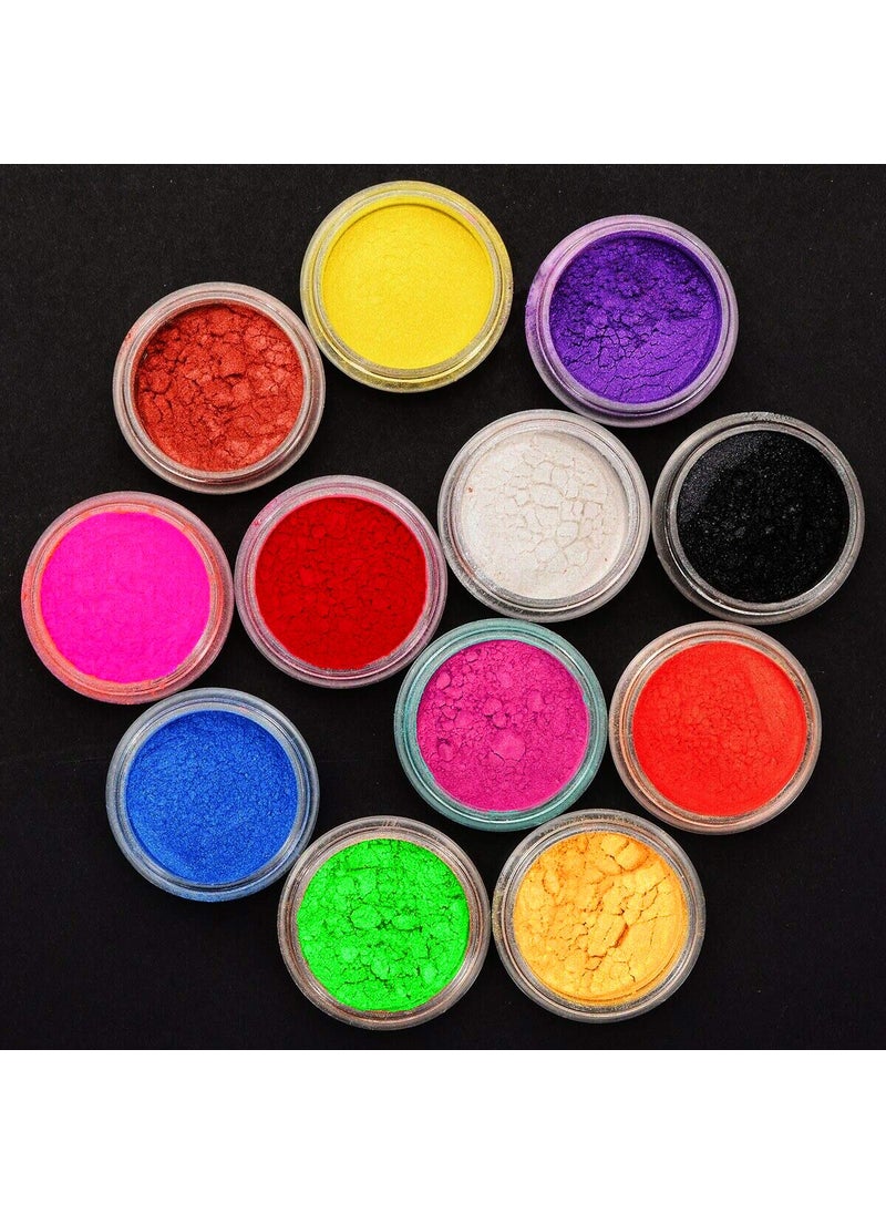 Western World Mica Powder 12 Colors for Making Cosmetic Candle Making Arts and Crafts Bath Soaps Different Colors Nail ArtResin Multicolor 5g EachPack of 12