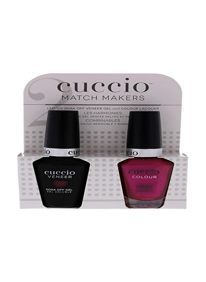 Cuccio Colour Match Makers Set - Red Lights in Amsterdam for Women - 2 Pc 0.44oz Veneer Soak Of Gel Nail Polish, 0.43oz Colour Nail Polish
