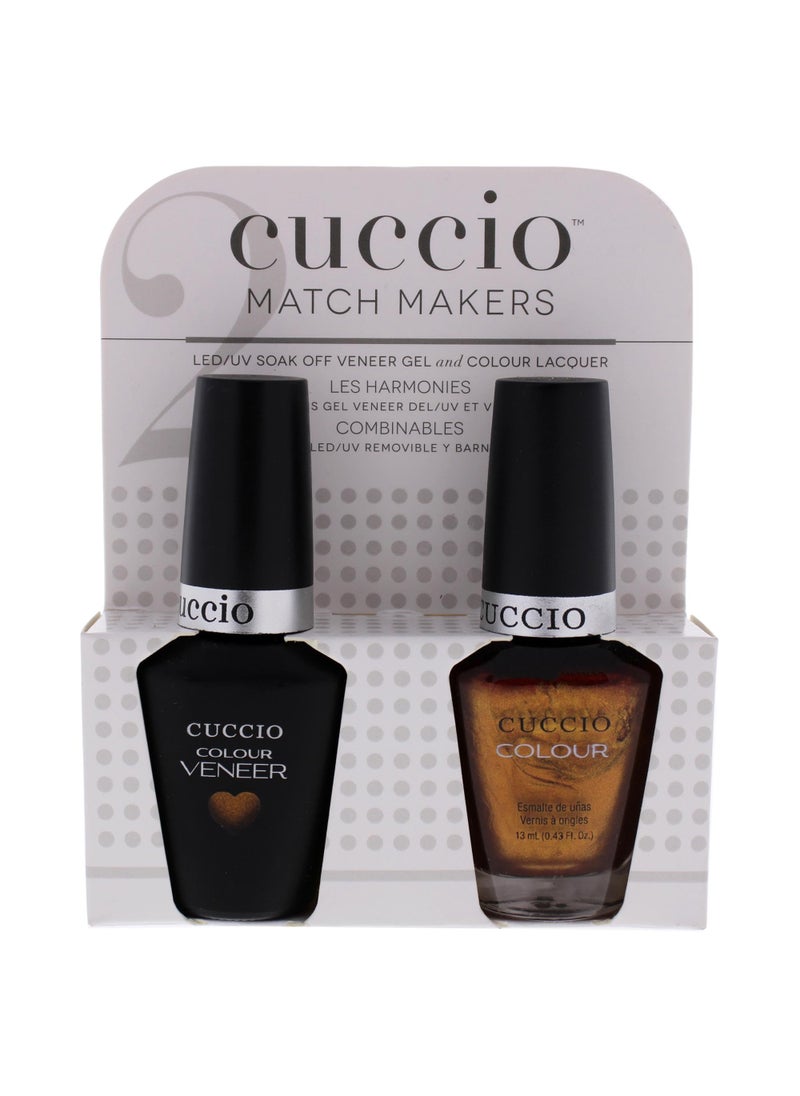 Cuccio Matchmaker - Colour Nail Lacquer & Veneer Gel Polish - Never Can Say Mumbai - For Manicures & Pedicures, Full Coverage - Long Lasting, High Shine - Cruelty, Formaldehyde & Toluene Free - 2 pc (I0098373)