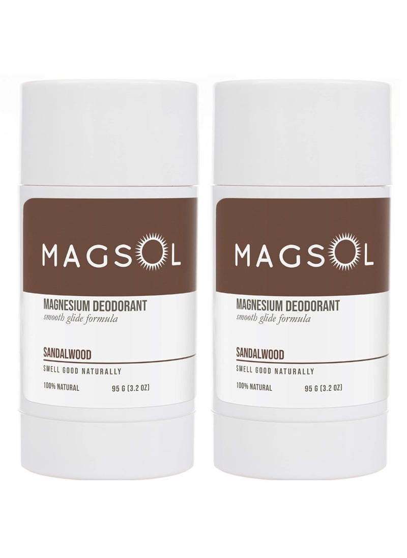 MAGSOL Natural Deodorant for Men, Aluminum Free Deodorant for Women (2 Pack) (Sandalwood)